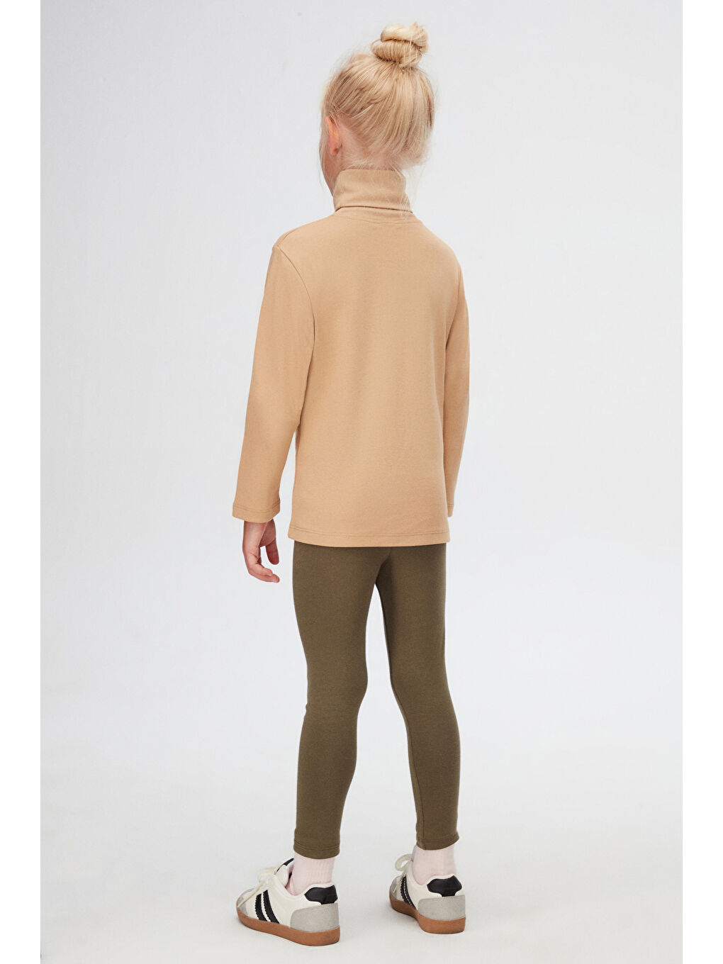 Kahverengi Sütlü Kahve Kız Çocuk Tam Balıkçı Uzun Kol Tişört-3