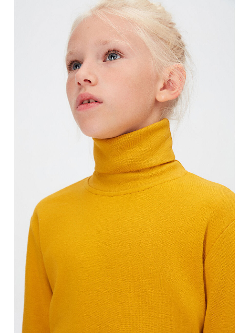 Sarı Hardal Kız Çocuk Tam Balıkçı Uzun Kol Tişört-2