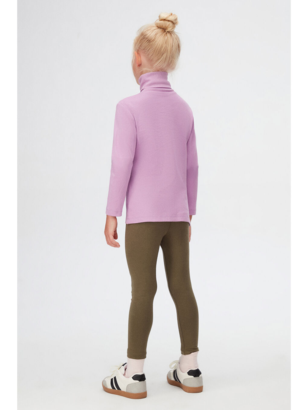 Lila Basic Kışlık Tam Balıkçı Yaka Uzun Kollu Kız Çocuk Tişört-3