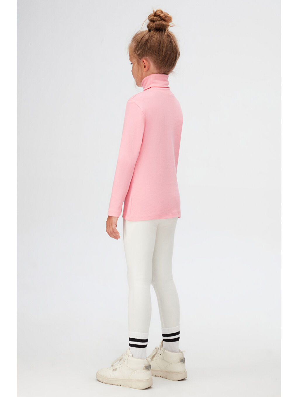 Pembe Basic Kışlık Tam Balıkçı Yaka Uzun Kollu Kız Çocuk Tişört-3