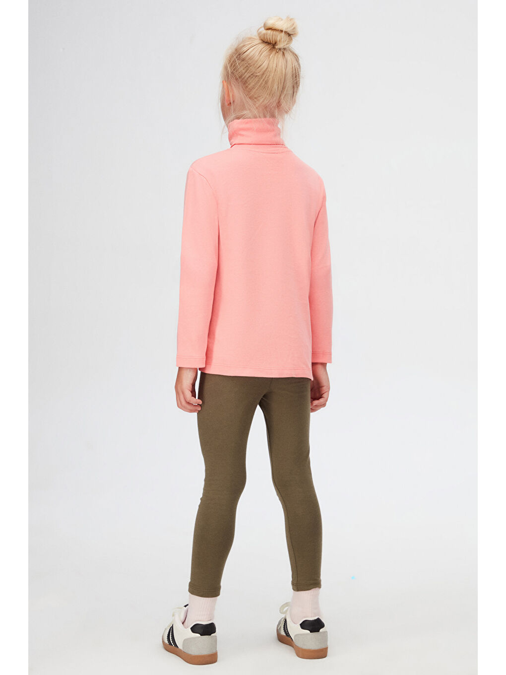 Pembe Somon Basic Kışlık Tam Balıkçı Yaka Uzun Kollu Kız Çocuk Tişört-3