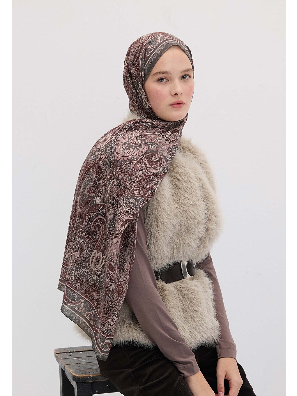 Amora Desen Şal Vıntage Rose-2