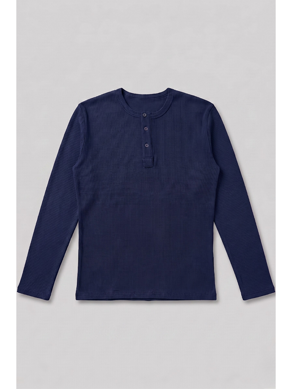Erkek Lacivert Henley T-shirt-1