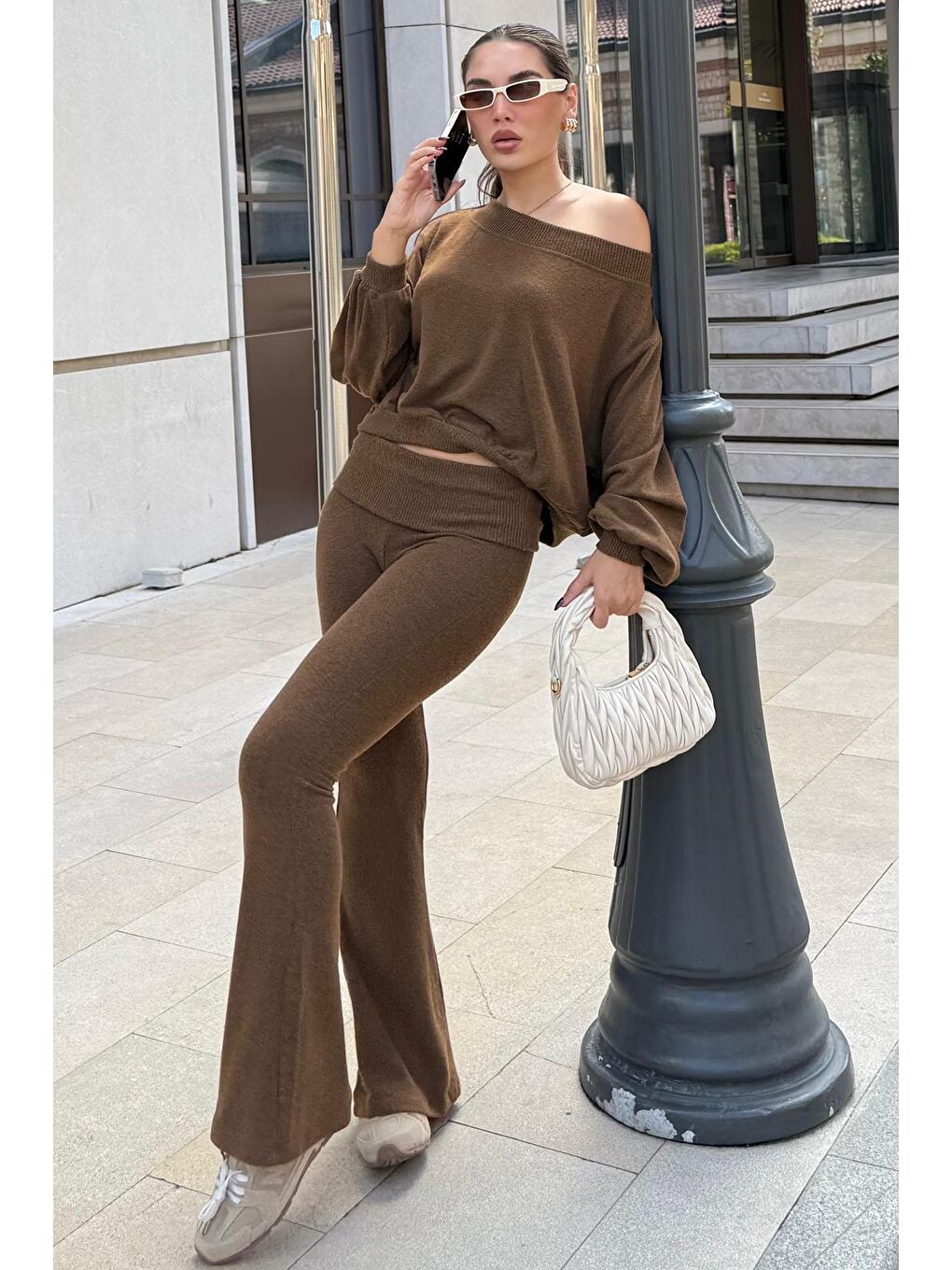 Kahverengi Bluz Pantolon İkili Takım Mg2289-7