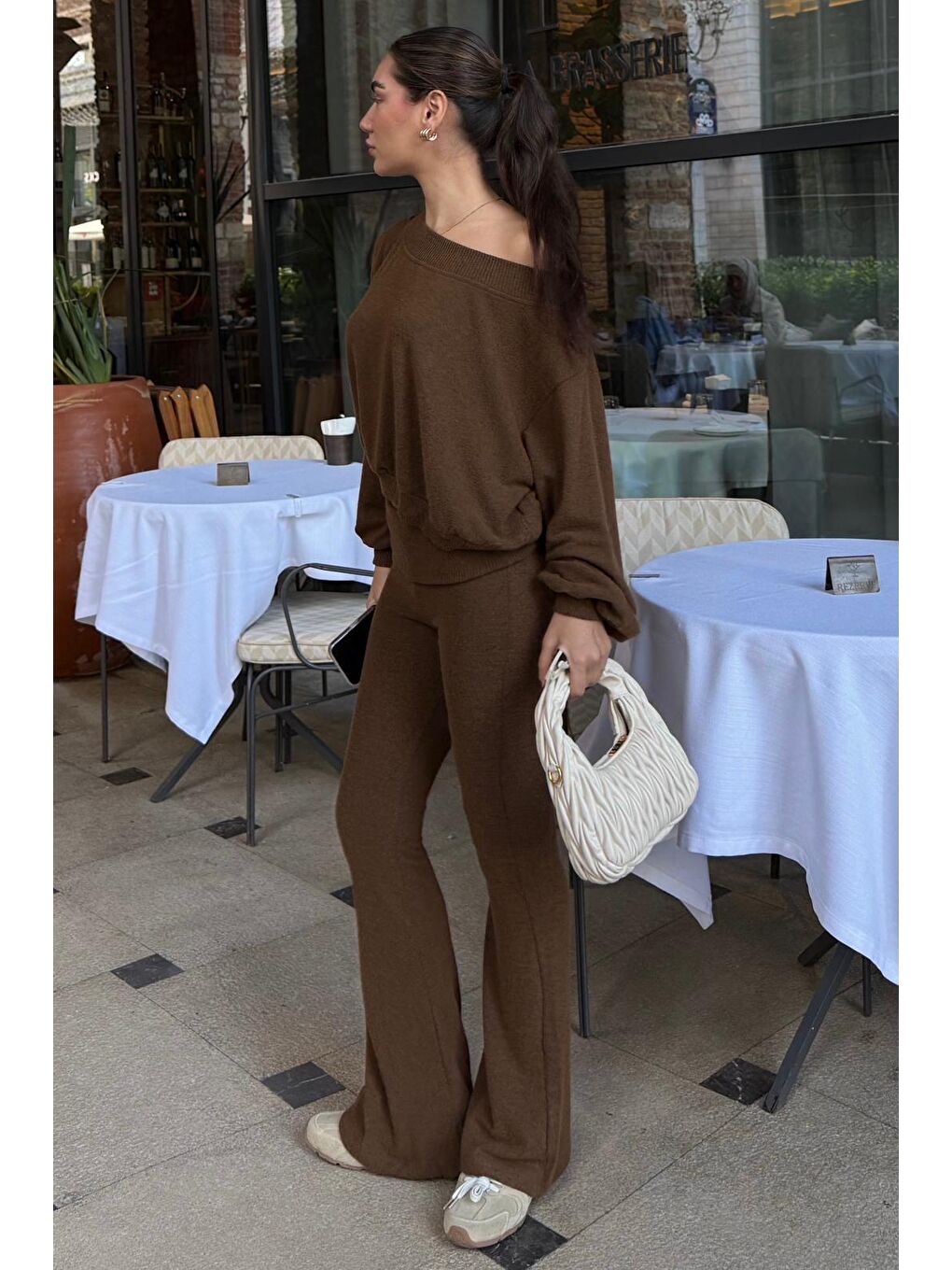 Kahverengi Bluz Pantolon İkili Takım Mg2289-8