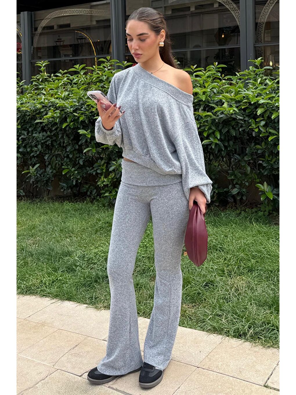 Gri Bluz Pantolon İkili Takım Mg2289-6