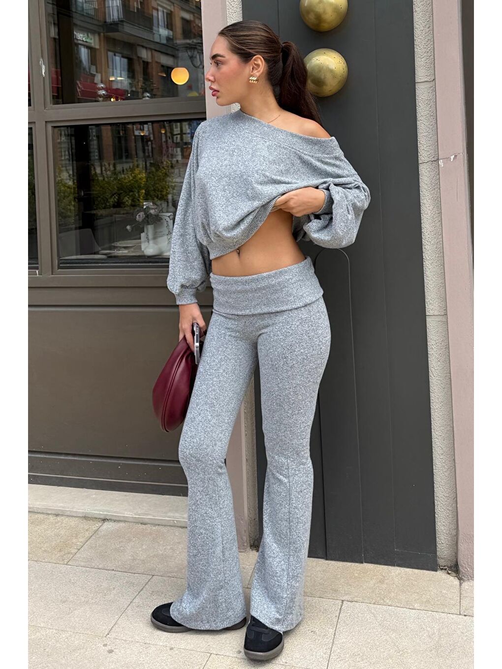 Gri Bluz Pantolon İkili Takım Mg2289-10