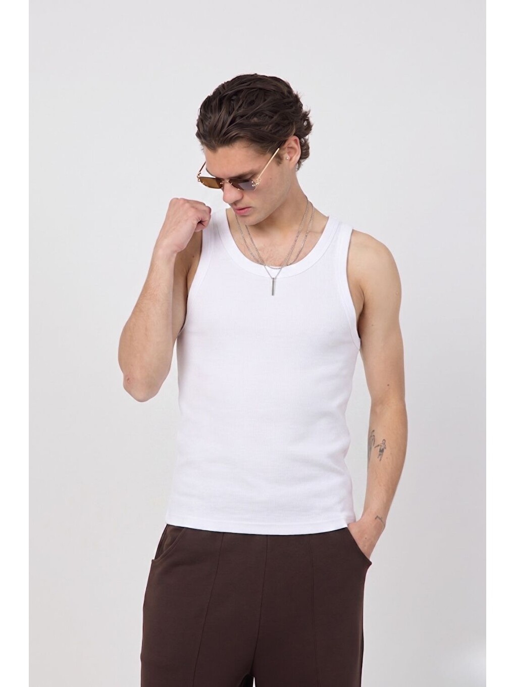 Erkek Tank Top Beyaz Atlet-2