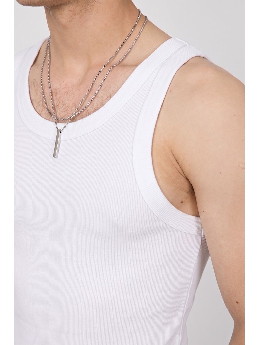 Erkek Tank Top Beyaz Atlet-4