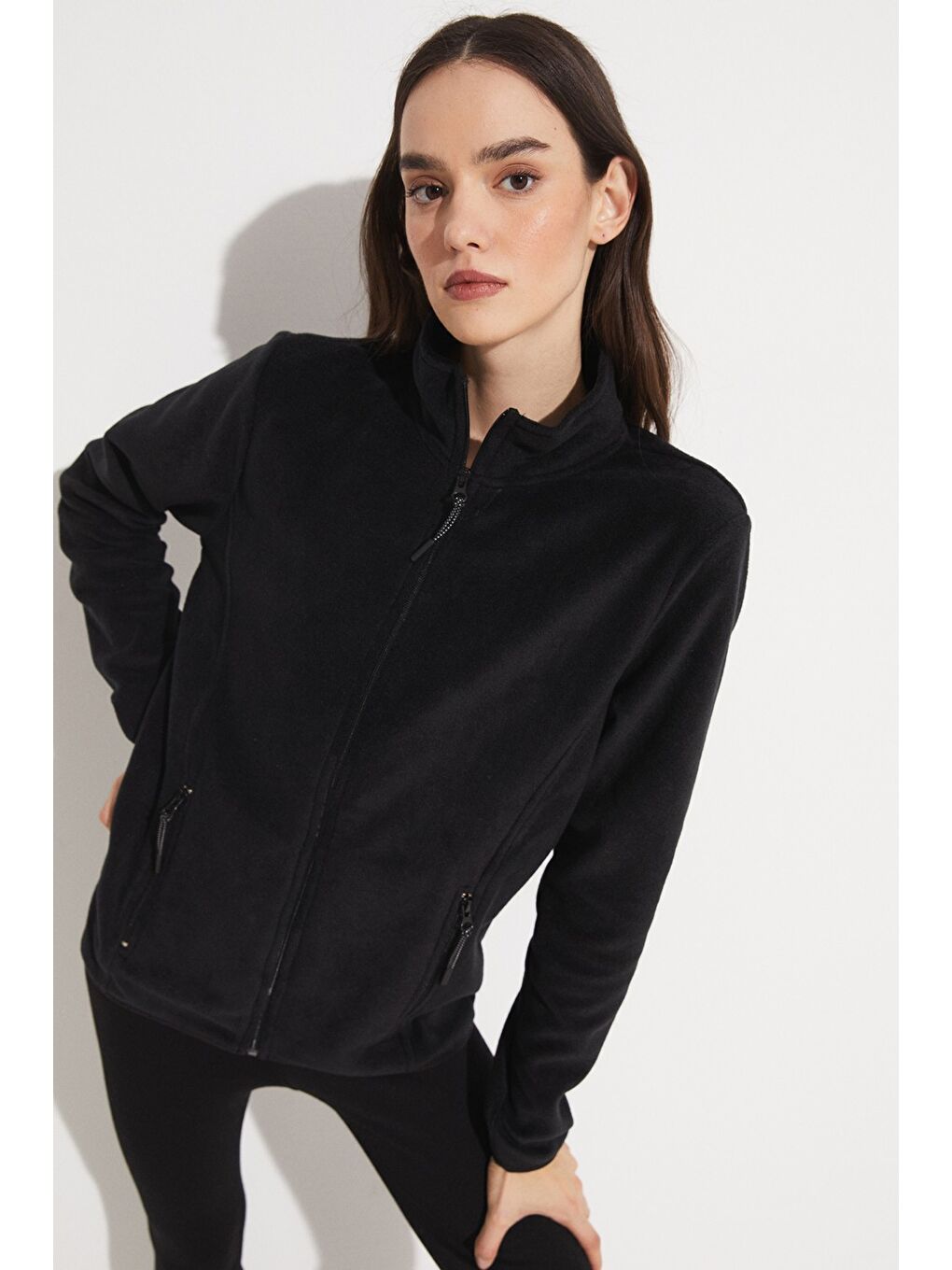 Joystar Siyah Fermuarlı Polar Sweatshirt - 2