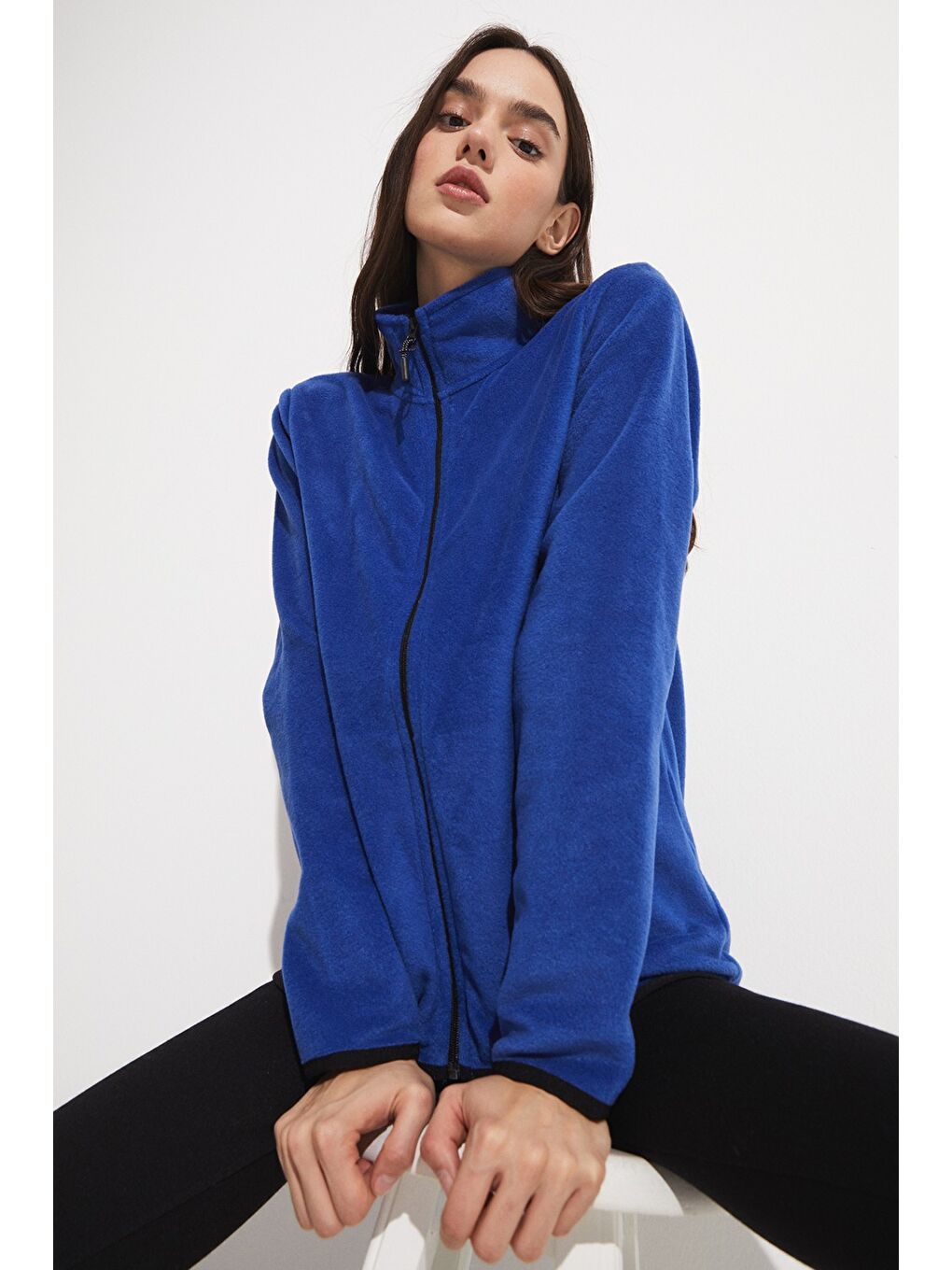 Joystar Mavi Fermuarlı Polar Sweatshirt