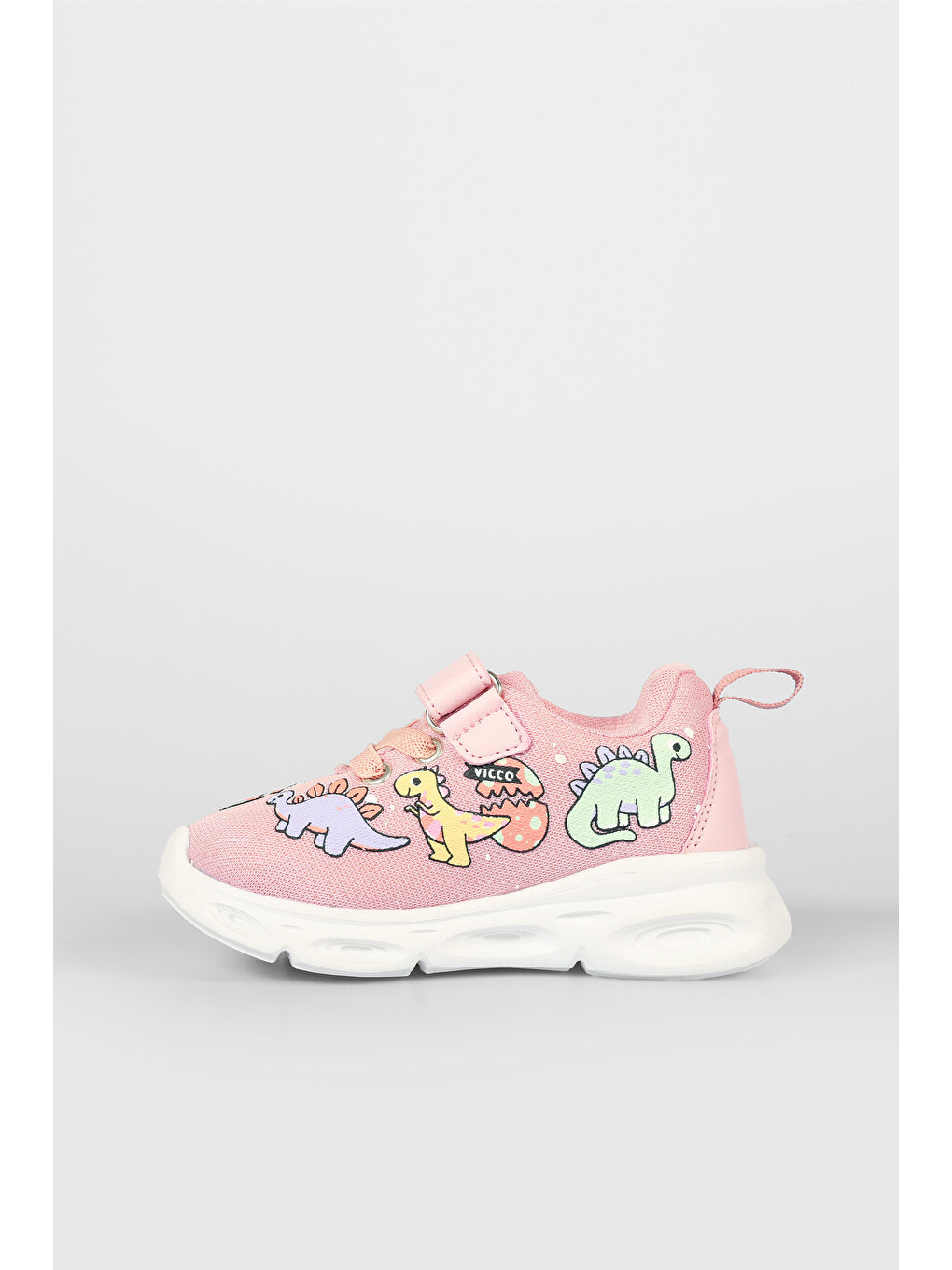 Pembe Dino Işıklı Kız Bebek Pudra Spor Ayakkabı-1