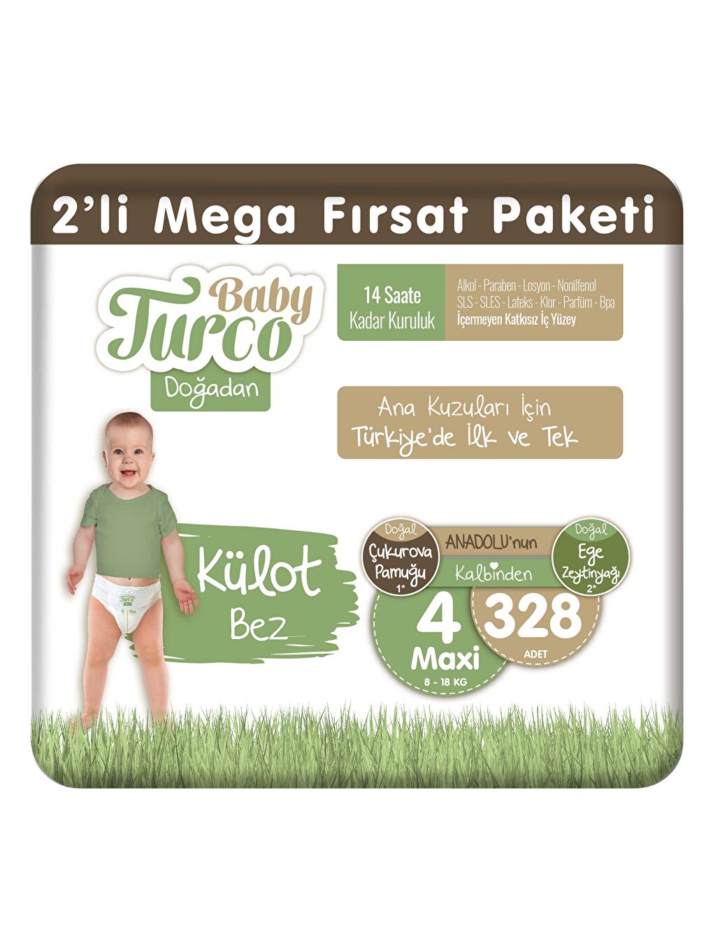 Doğadan 2'li Mega Fırsat Paketi Külot Bez 4 Numara Maxi 328 Adet