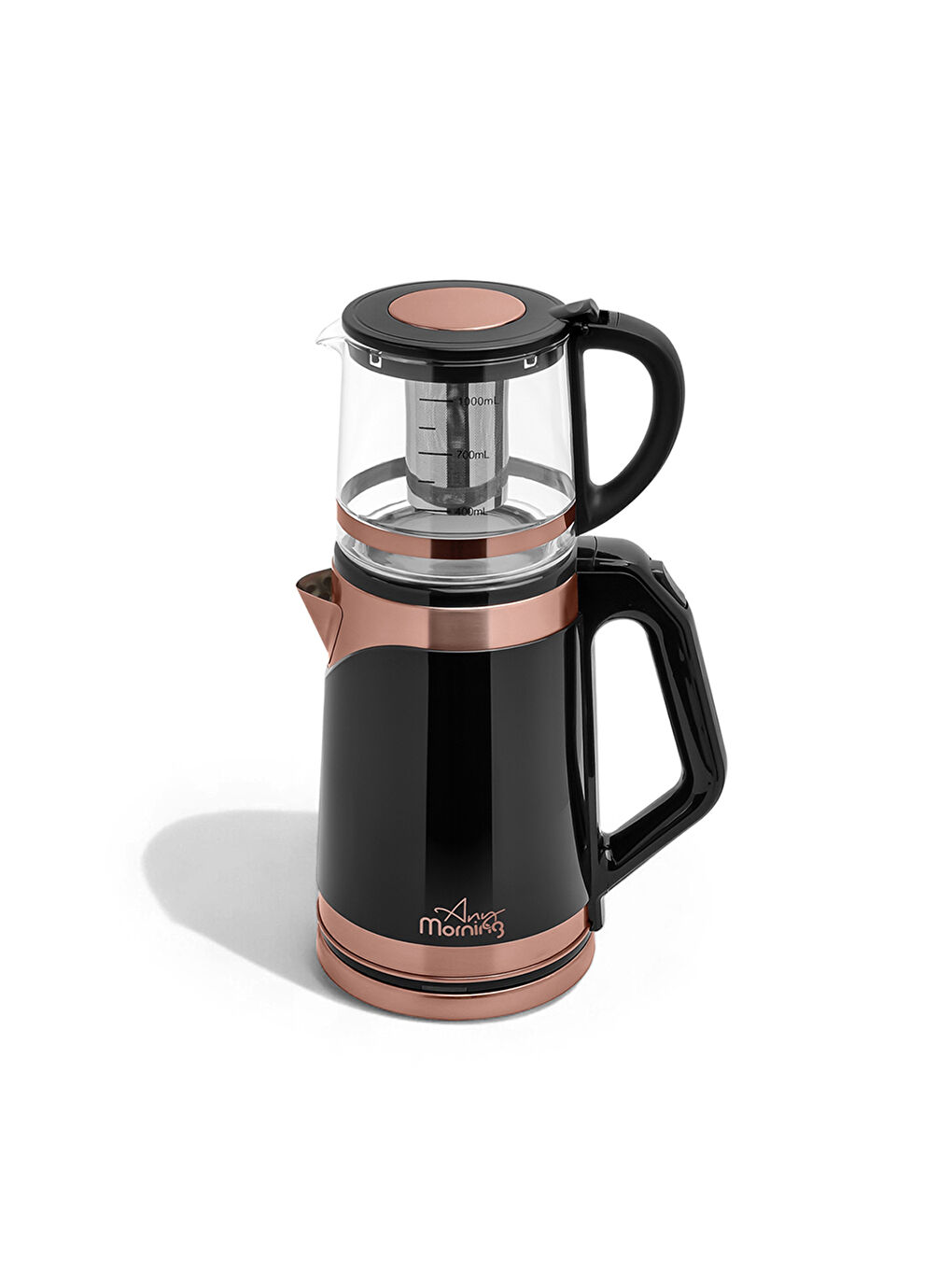 Any Morning 1 L Cam Demlikli 2 L Çelik Su Isıtıcılı Çay Makinesi DE23203SX-1