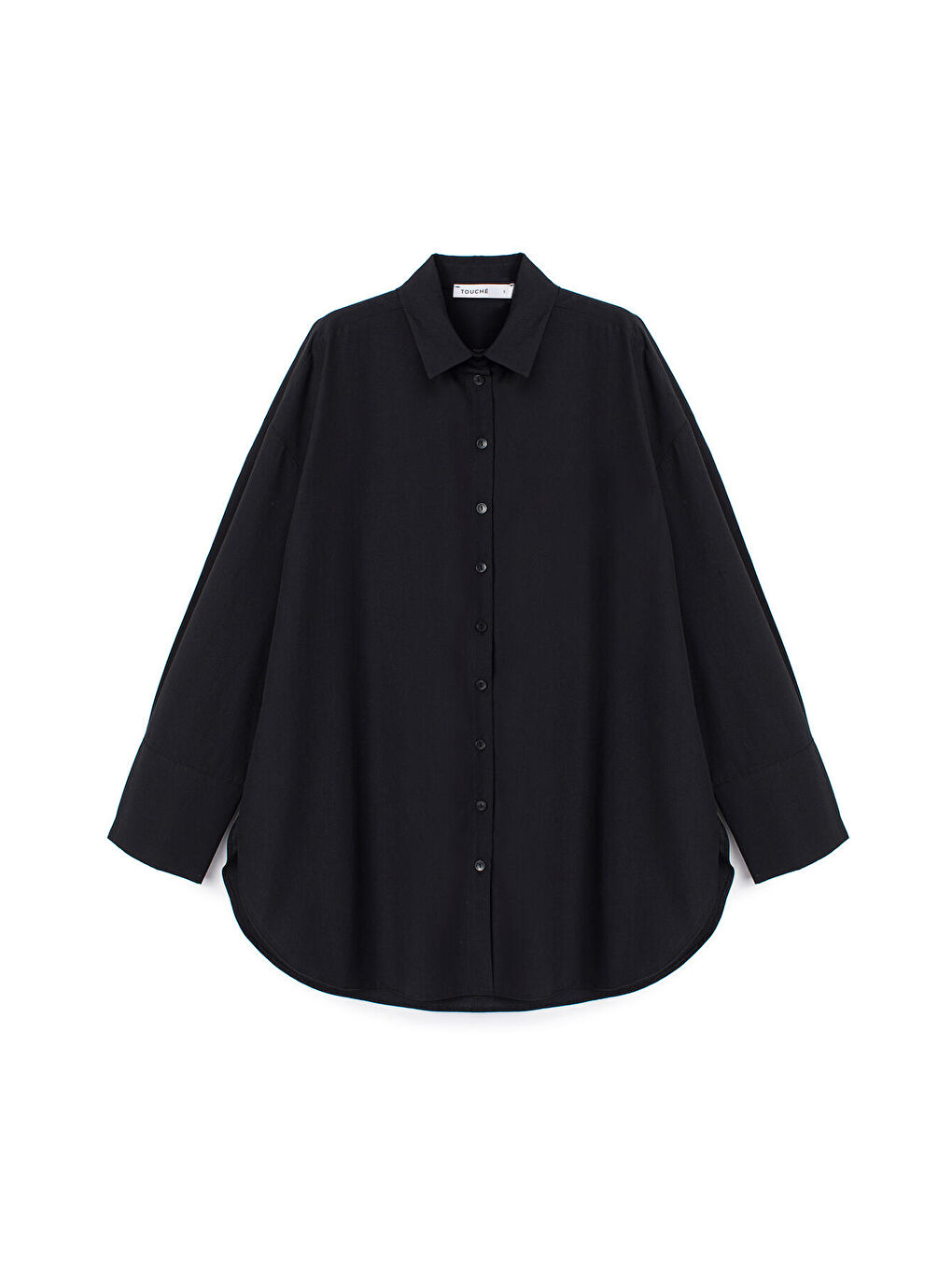 Siyah Relax Fit Poplin Gömlek-4