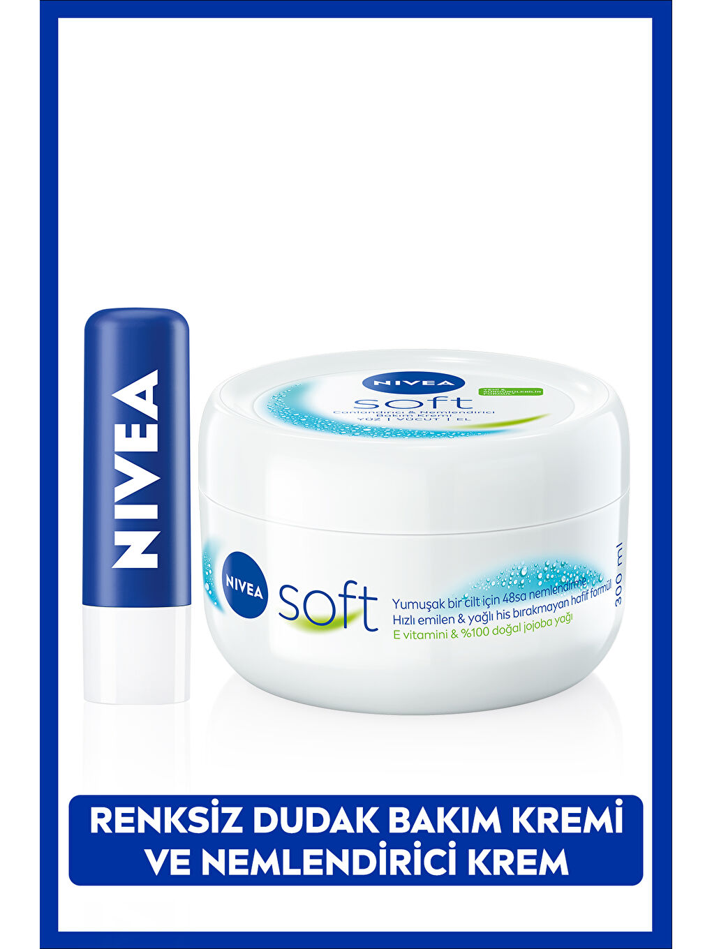 NIVEA Original Care Renksiz Dudak Bakım Kremi 4.8gr Ve Soft Nemlendirici Bakım Kremi 300ml,