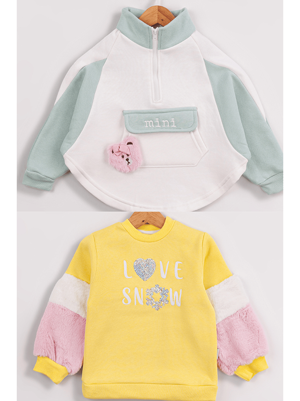 MİSSTUFFY Sarı Kız Bebek  2'li Paket Basic Sweatshirt