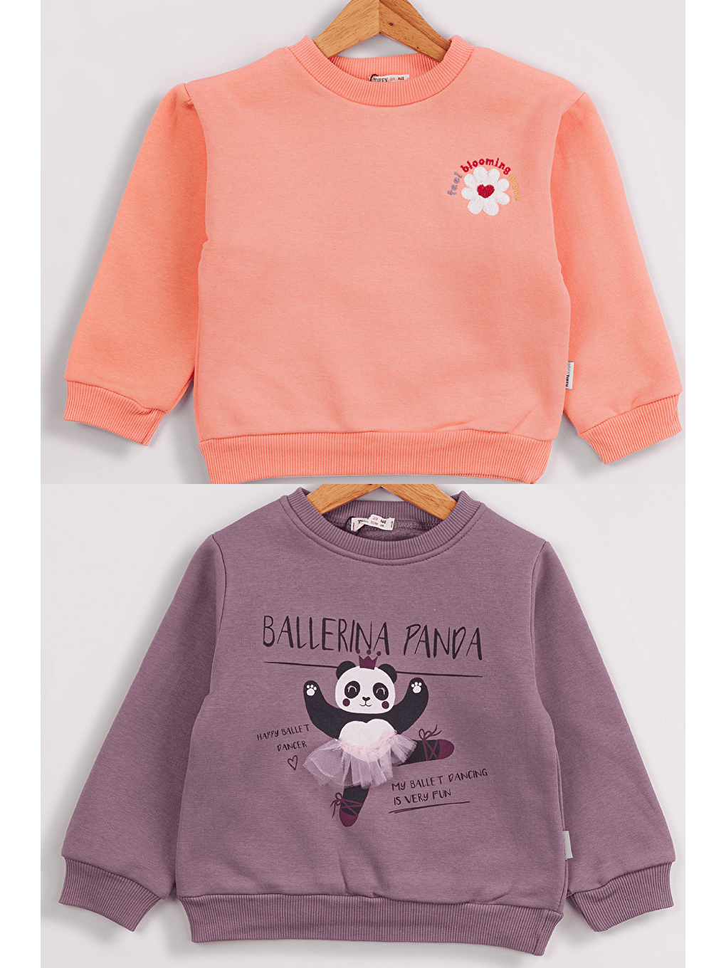 MİSSTUFFY Mor Kız Çocuk 2'li Paket Basic Sweatshirt