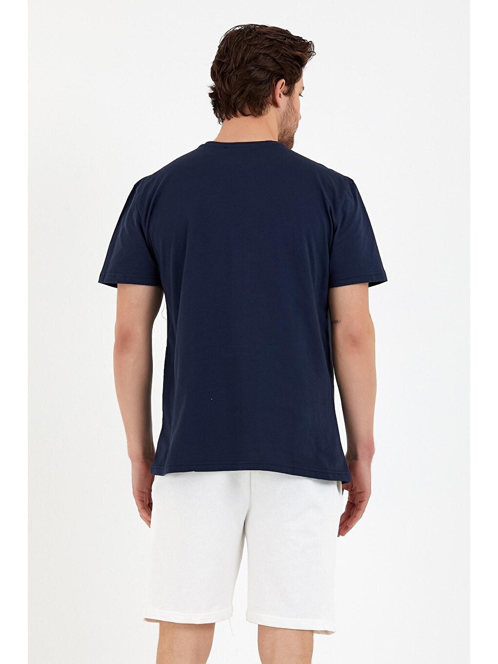Lacivert Erkek Bisiklet Yaka Regular Fit Garnili Tişort Spr22ts111-4