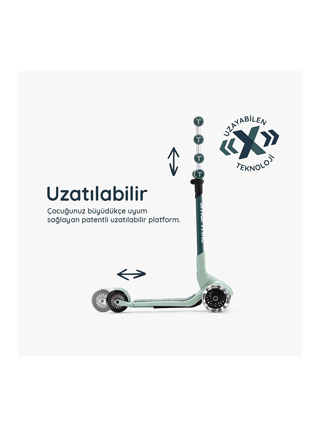 Xtend Mini-ride 4 Aşamalı Büyüyen Oturaklı Scooter – 1-9 Yaş Katlanabilir Led Tekerlekli-2