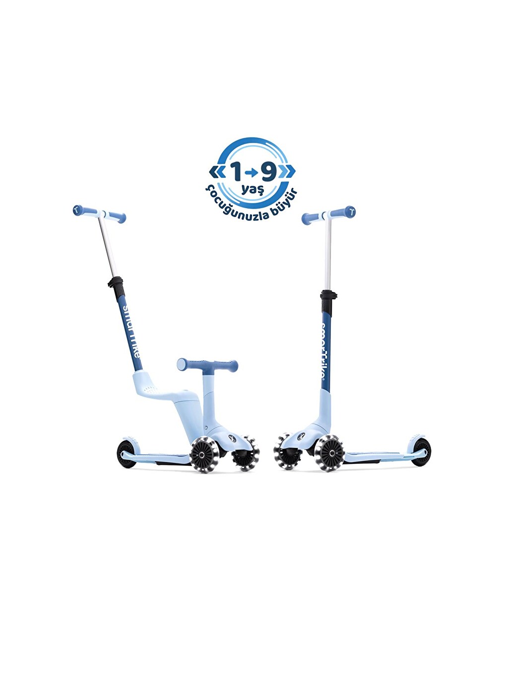 Xtend Mini-ride 4 Aşamalı Büyüyen Oturaklı Scooter – 1-9 Yaş Katlanabilir Led Tekerlekli