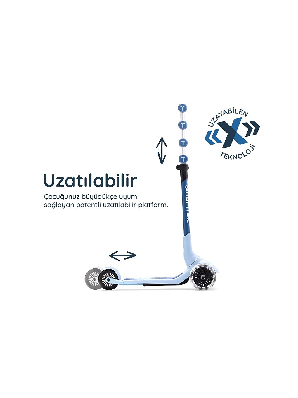 Xtend Mini-ride 4 Aşamalı Büyüyen Oturaklı Scooter – 1-9 Yaş Katlanabilir Led Tekerlekli-2