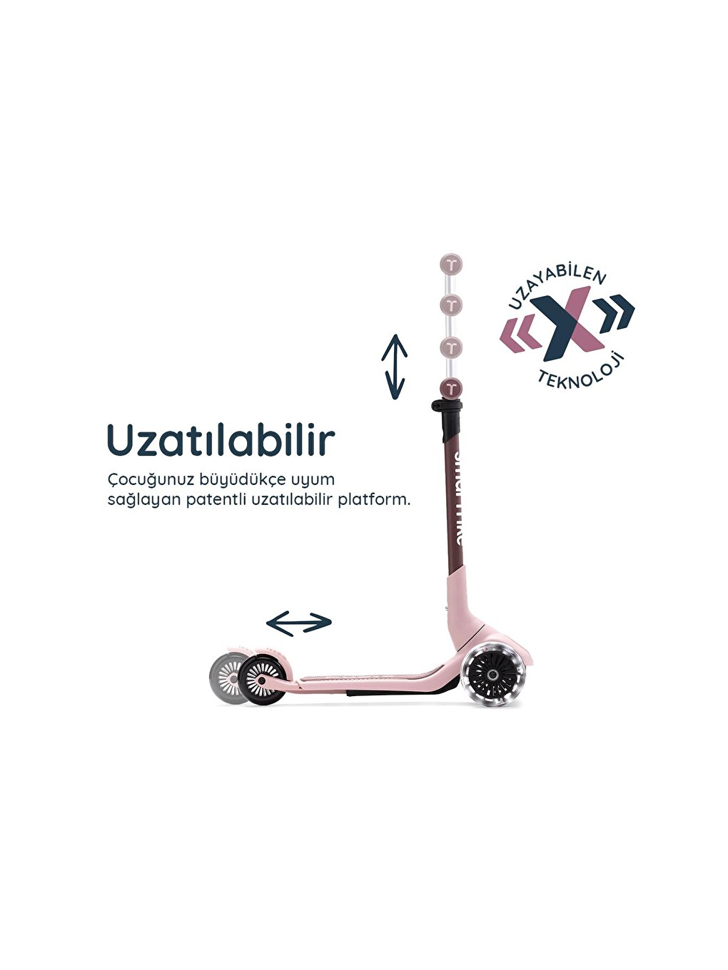 Xtend Mini-ride 4 Aşamalı Büyüyen Oturaklı Scooter – 1-9 Yaş Katlanabilir Led Tekerlekli-2
