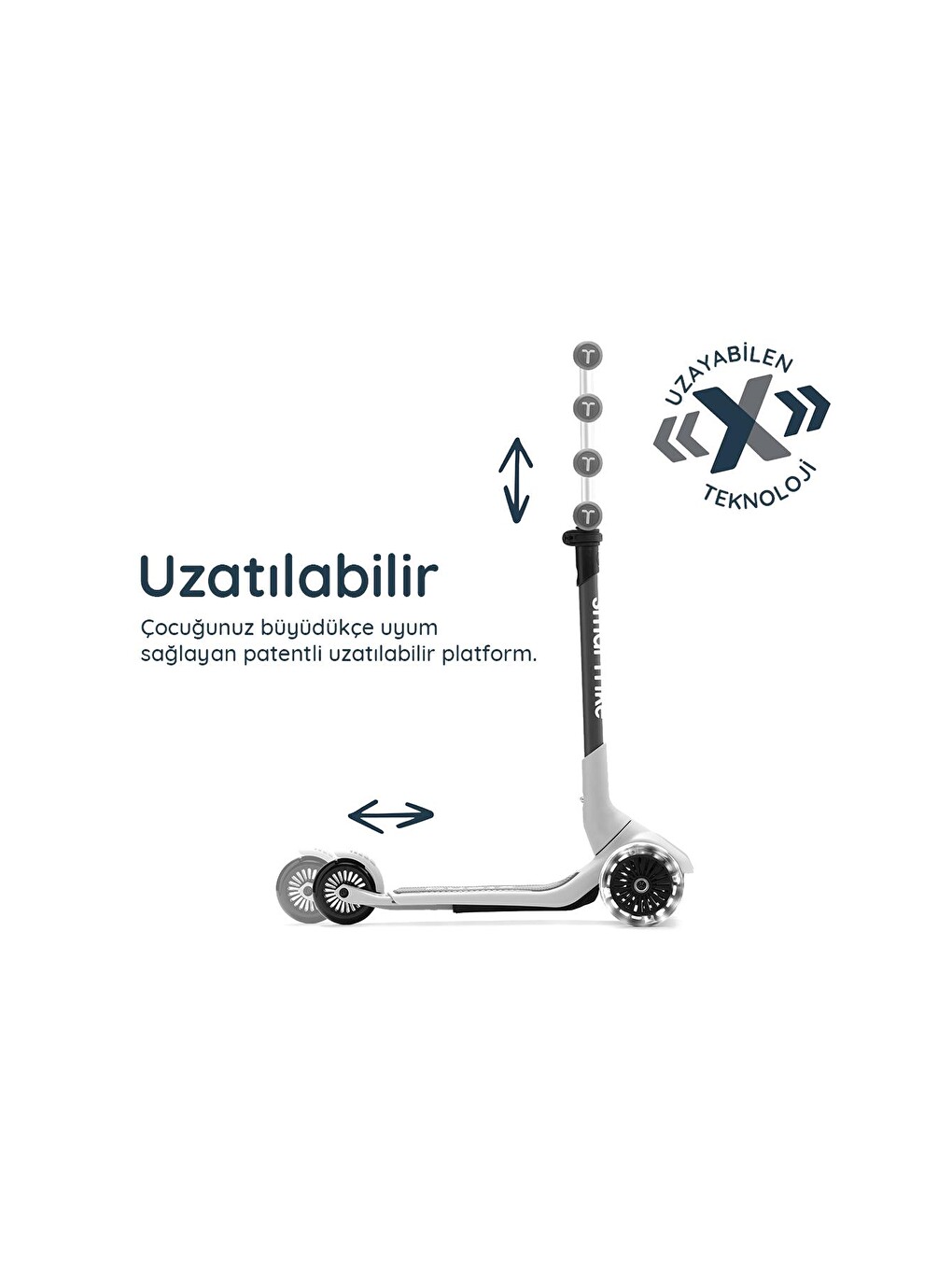 Xtend Mini-ride 4 Aşamalı Büyüyen Oturaklı Scooter – 1-9 Yaş Katlanabilir Led Tekerlekli-2
