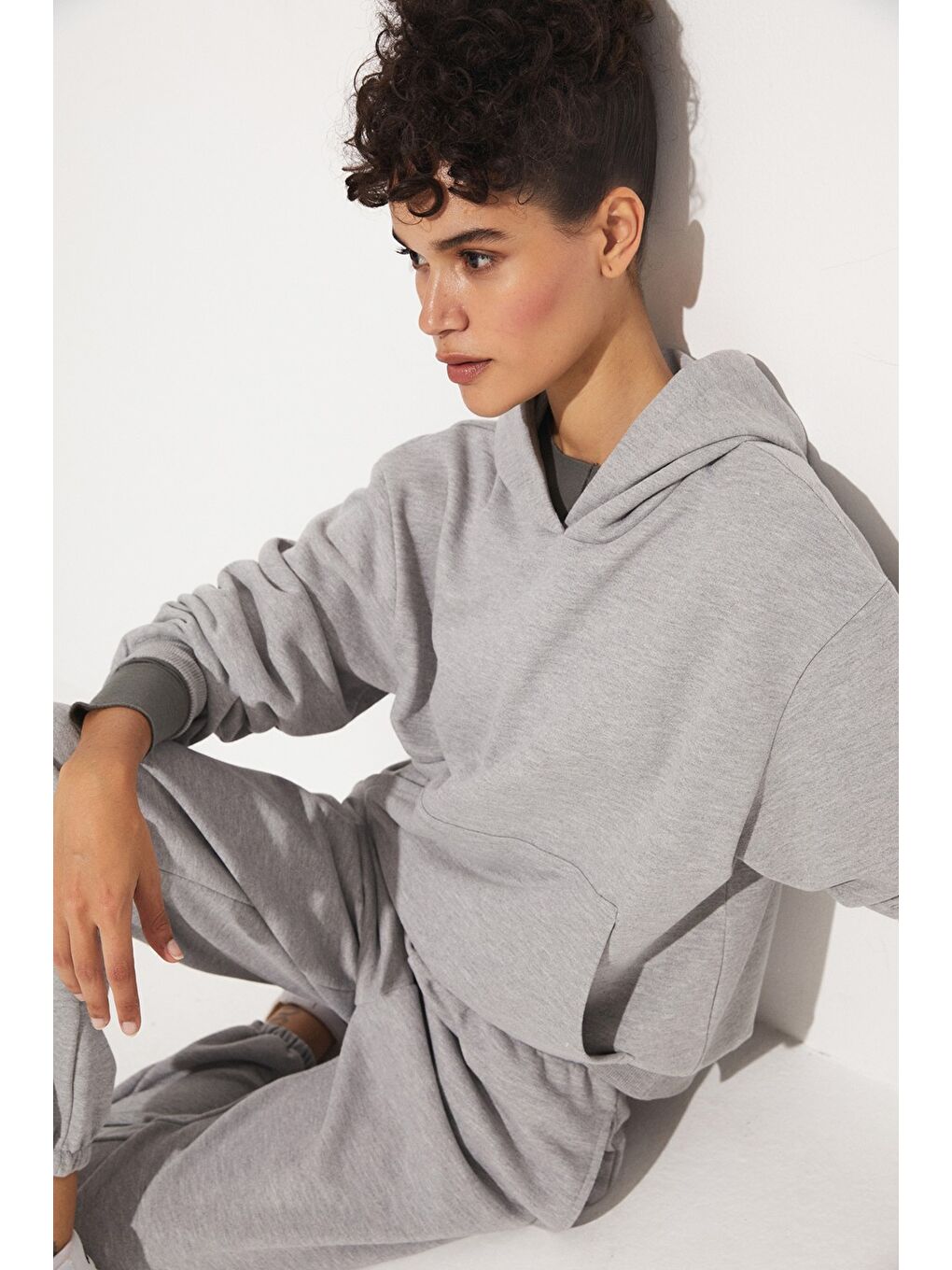 Joystar Gri Kadın Basic Sweatshirt - 3
