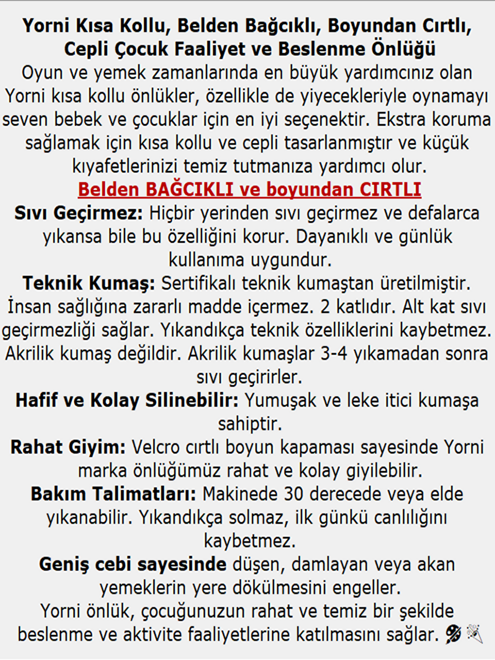 3-6yaş, Zoo, Kısa Kollu, Belden Bağcıklı Ve Boyundan Cırtlı, Cepli Çocuk Faaliyet, Aktivite Önlüğü-6