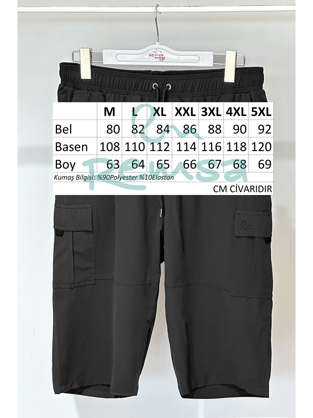Kargo Cep Erkek Şort Kapri Mayo Rks-09 Siyah-12