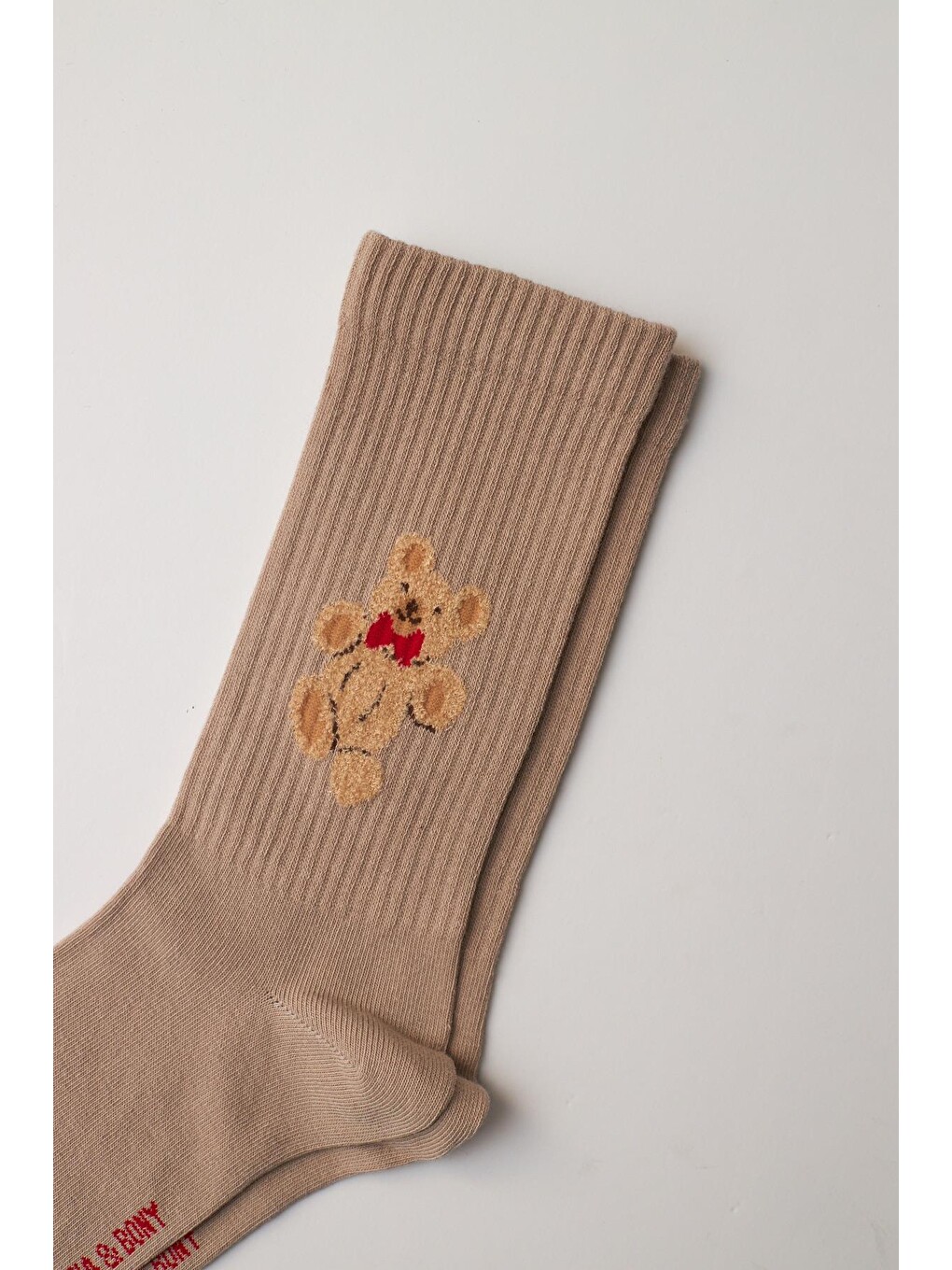 Erkek Teddy Desenli Yılbaşı Temalı Soket Çorap Kahverengi-1
