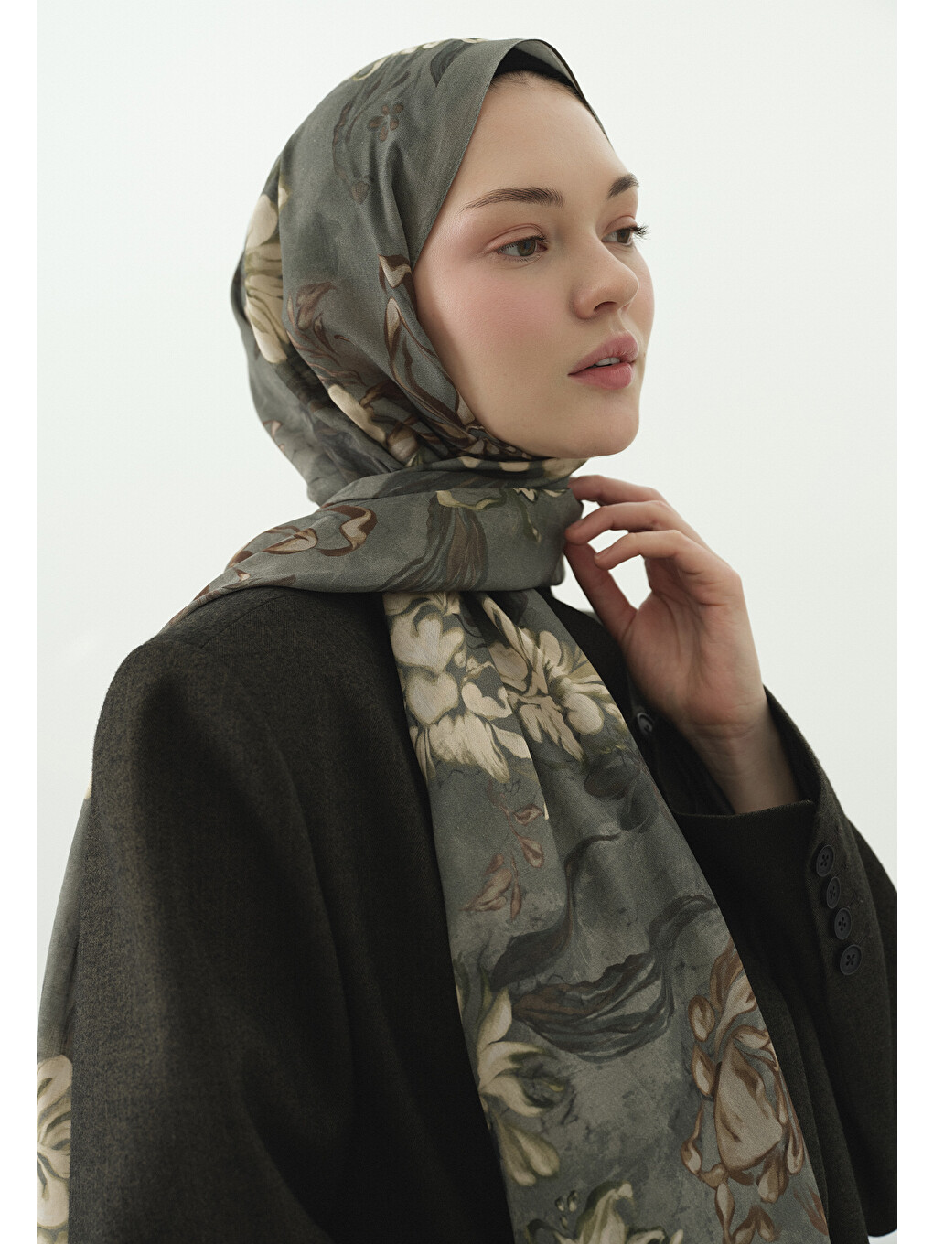 Norah Desenli Pamuk Viskon Şal Mint Yeşili-3