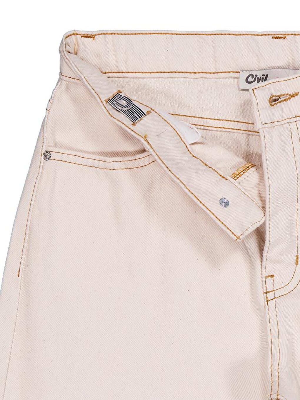 Girls Kesik Paça 10-13 Yaş Pantolon - Ekru 10-11 Yaş-3