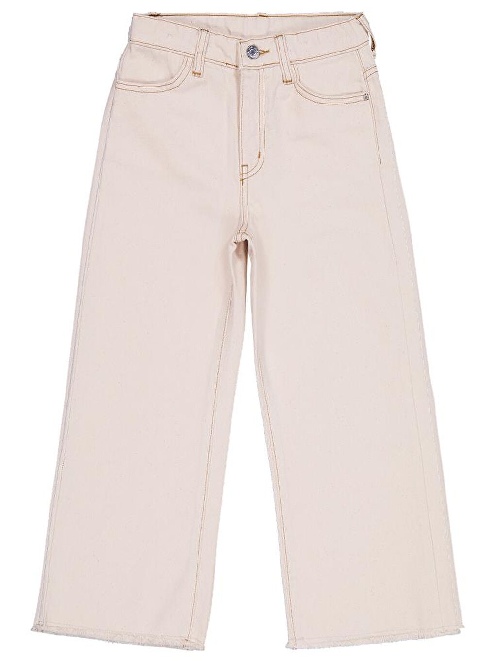 Girls Kesik Paça 10-13 Yaş Pantolon - Ekru 10-11 Yaş-4