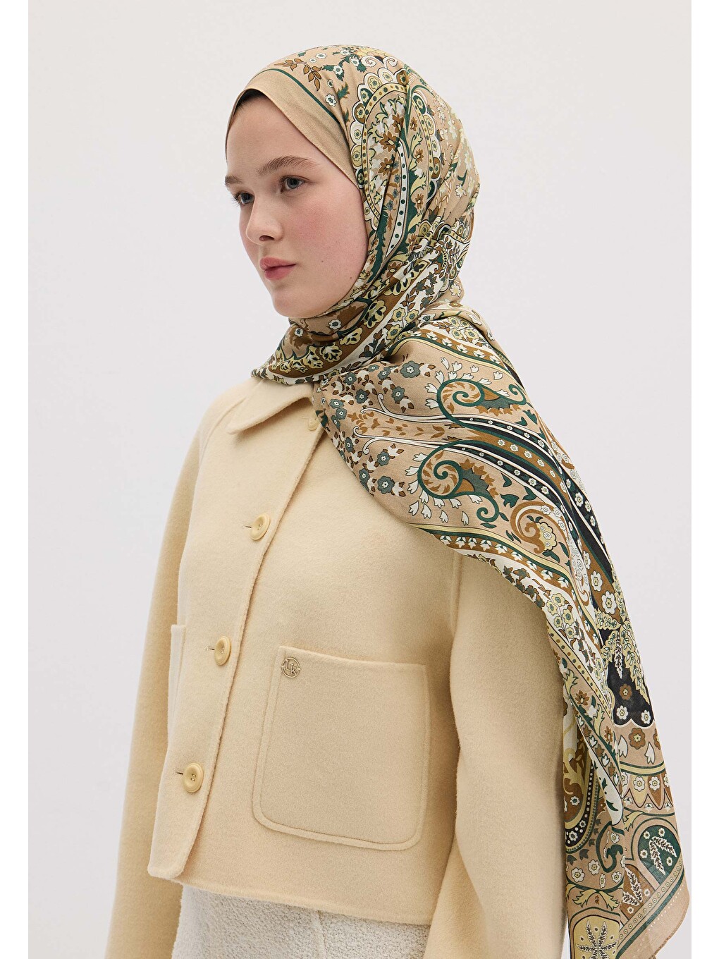 Sarı Valerıa Desen Şal Sahra-3