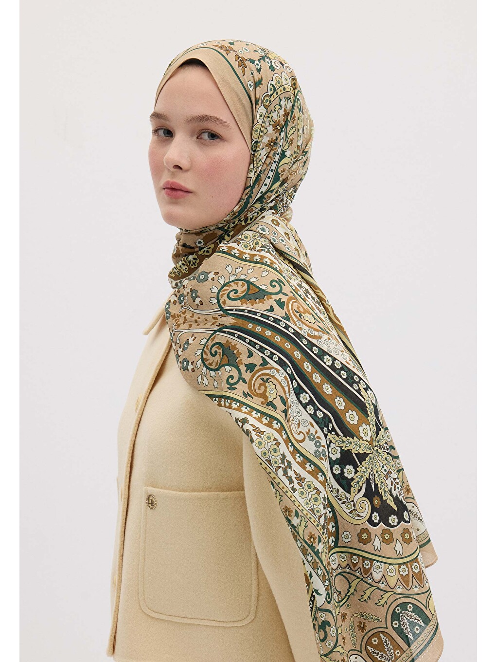 Sarı Valerıa Desen Şal Sahra-5