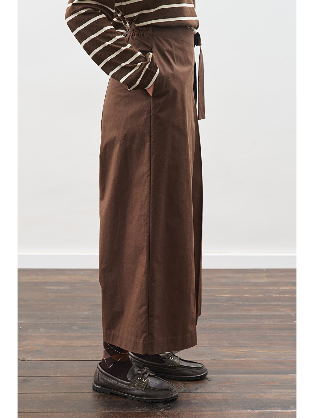 Etek Görünümlü Pantolon Kahverengi-4