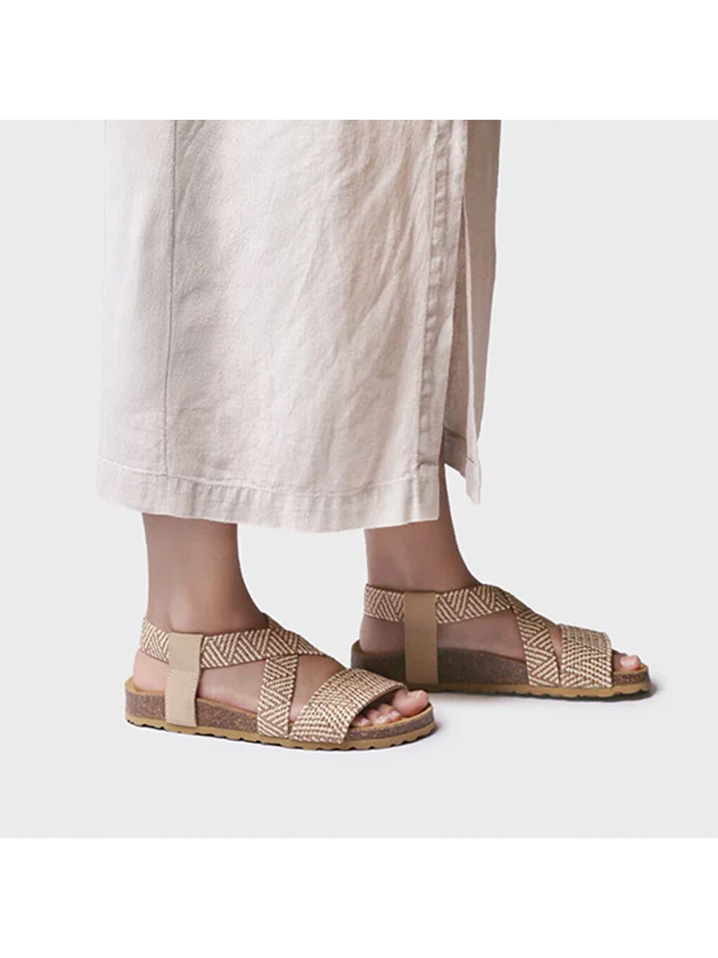 Bej Kadın Sandalet Getxo Bıo Sandal Wıth Elastıc Straps Beige-3