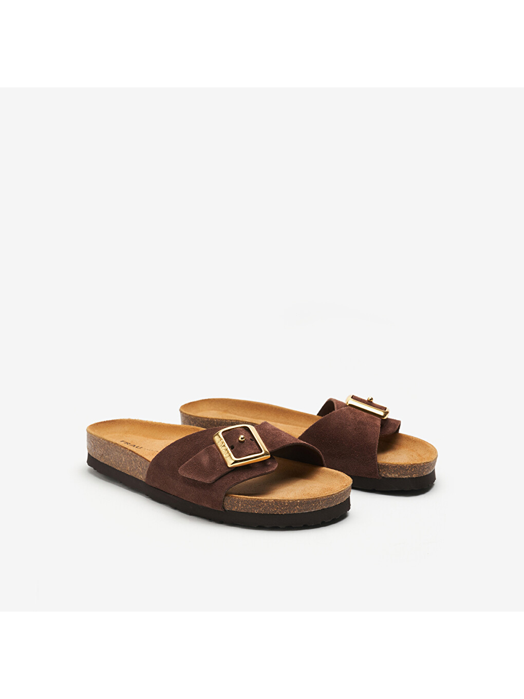 Kahverengi Kadın Terlik 17b0 Velour-s Suede Band-1