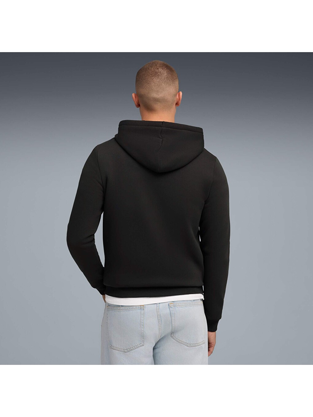 Siyah GALATASARAY FtblESSENTIALS Erkek Kapüşonlu Fermuarlı Sweatshirt-2