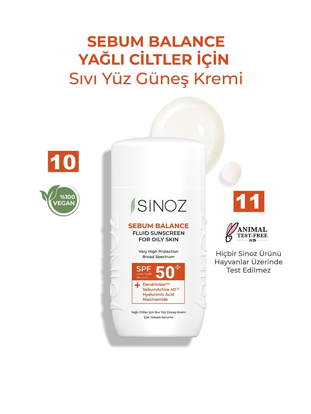 Sinoz Renksiz SPF 50+ Yağlı Ciltlere Özel Sıvı Güneş Kremi - Yeni Nesil Güneş Filtreleri İle Hibrit Formül 50 ml - 3