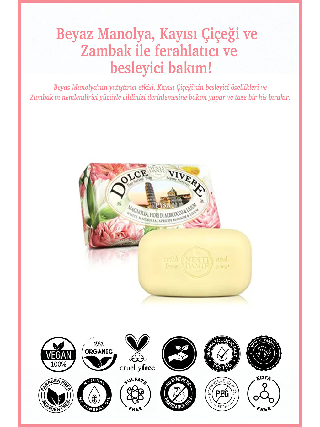 Dolce Vivere Pisa Katı Sabun 250 gr | Vitamin A ve E İçerikli| Besleyici ve Bakım Karşıtı|Banyo Sabu-1