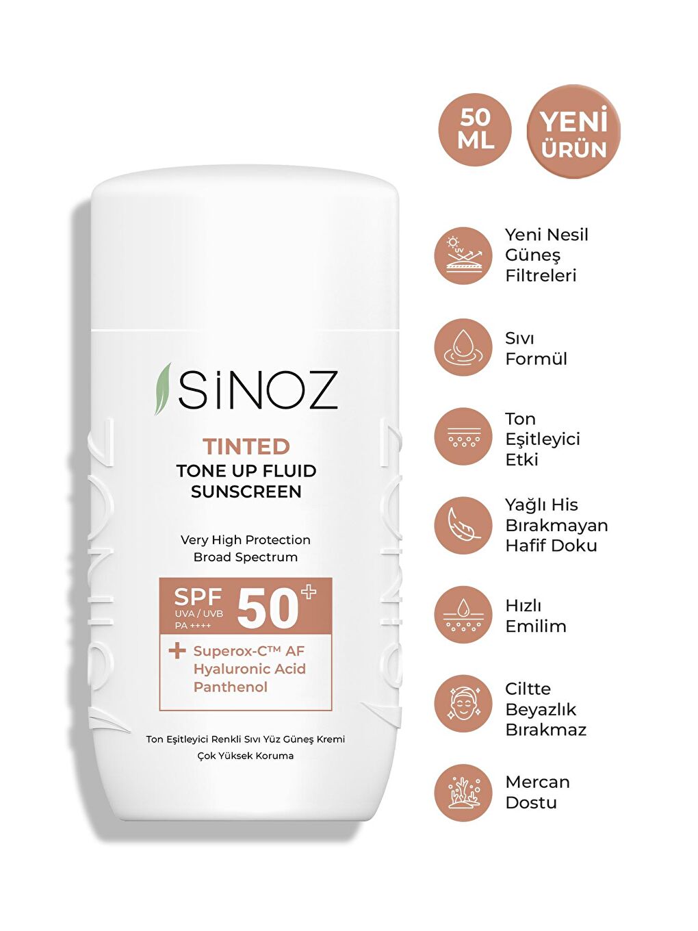 SPF 50+ Tinted Sıvı Güneş Kremi - Yeni Nesil Güneş Filtreleri ile Hibrit Formül 50 ml-5