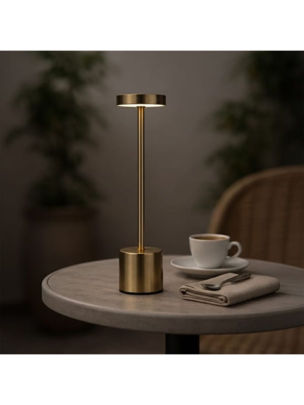 Gri Dekoratif Şarjlı Dokunmatik Masa Lambası - Silver - 31 cm-7