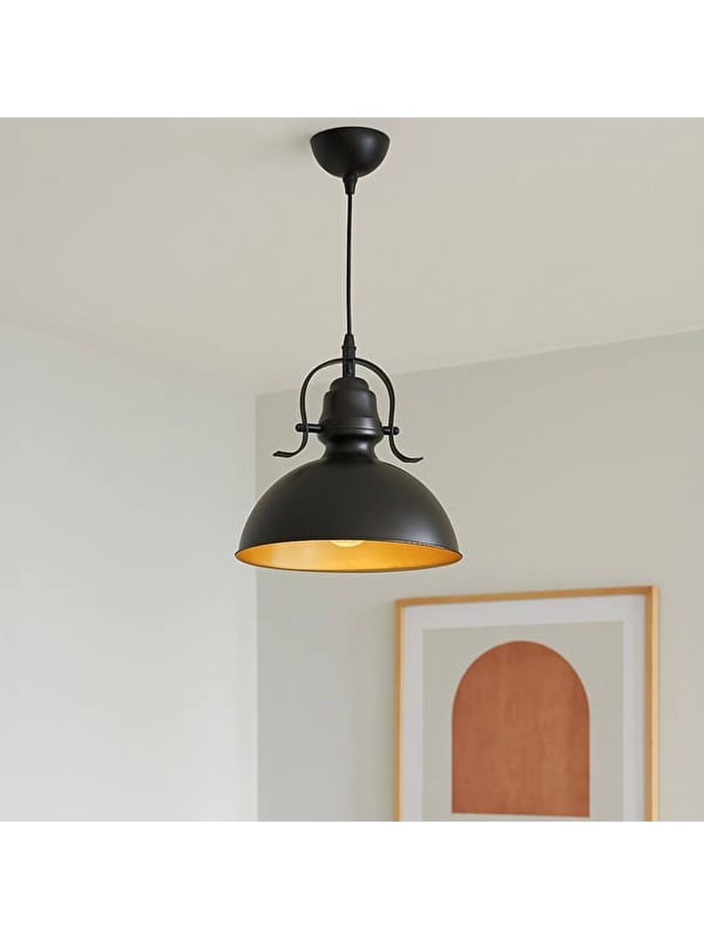 Metal Sıvama Tekli Sarkıt - Siyah - 30 cm