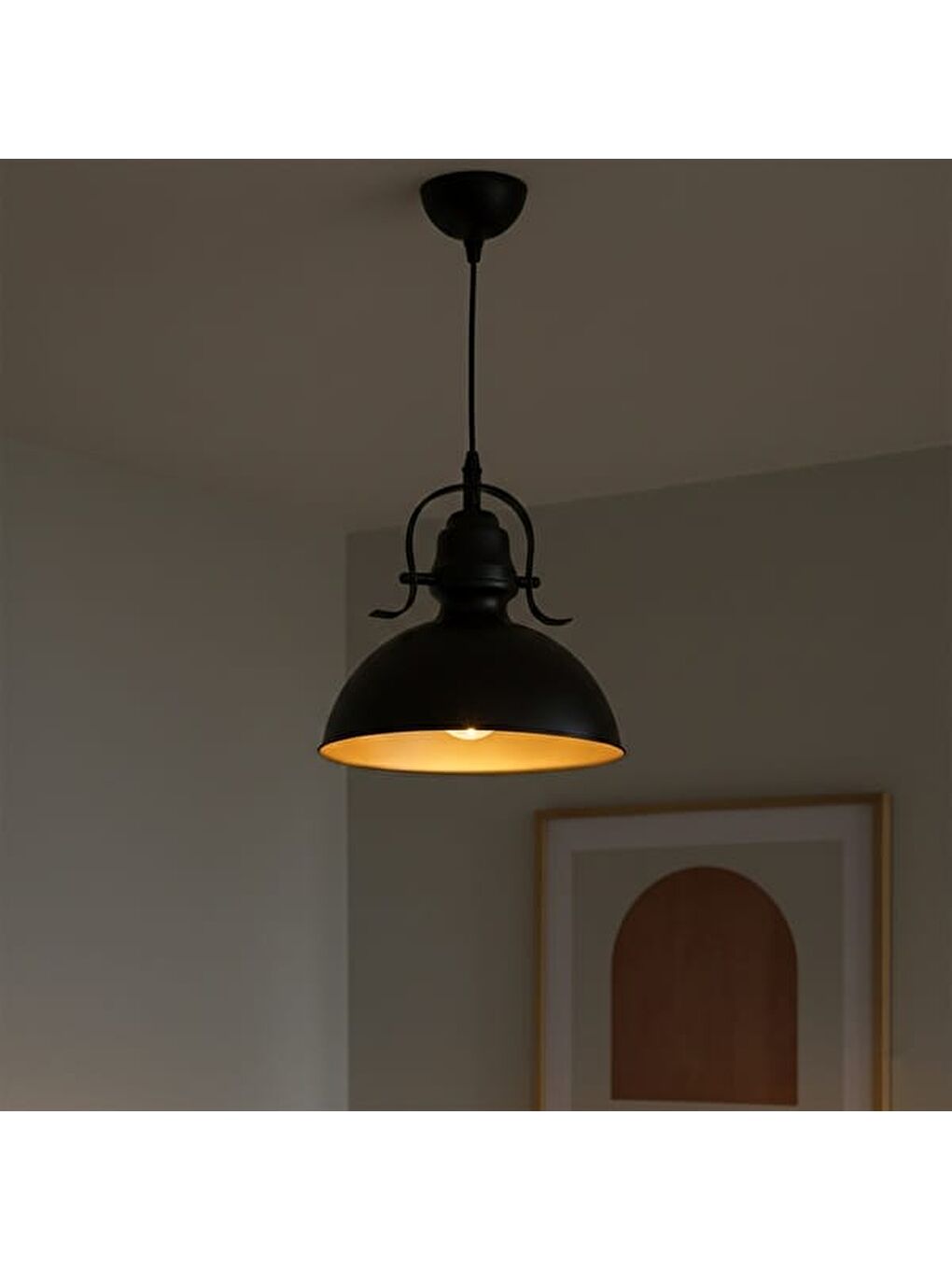 Metal Sıvama Tekli Sarkıt - Siyah - 30 cm-7