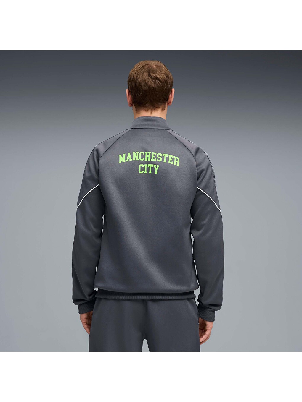 Gri Manchester CITY KING Anthem Erkek Fermuarlı Sweatshirt-2