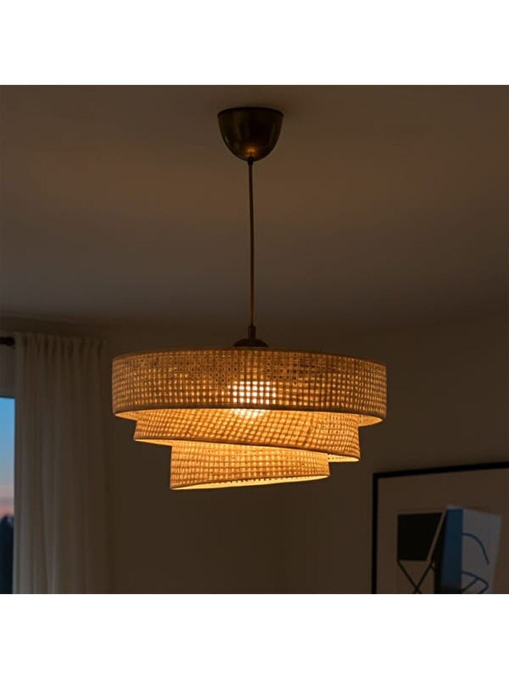 Ekru Biyeli 3 Katlı Pasta Sarkıt - Krem / Eskitme - 70x40x40 cm-5