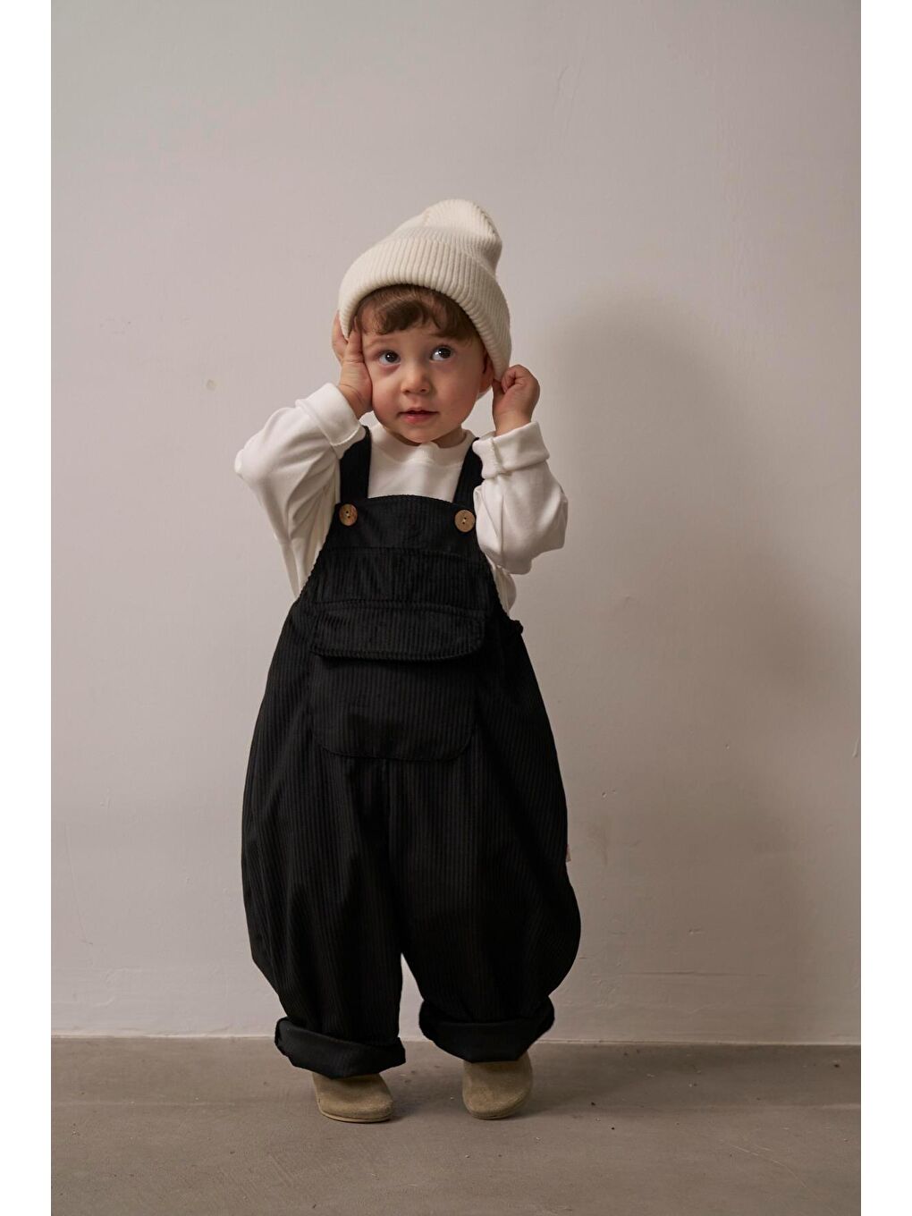 Siyah Childhood Velvet Çocuk Salopet Tulum-3